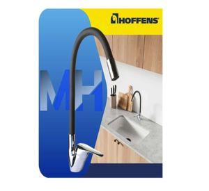 Llave Monomando Lavaplatos Cuello Flexible Negro Hoffens