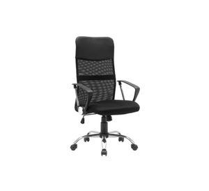 Silla de oficina ergonómica Emilio cuero con malla color negro