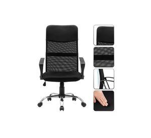Silla de oficina ergonómica Emilio cuero con malla color negro