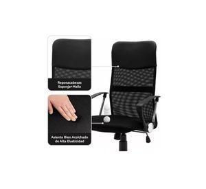 Silla de oficina ergonómica Emilio cuero con malla color negro