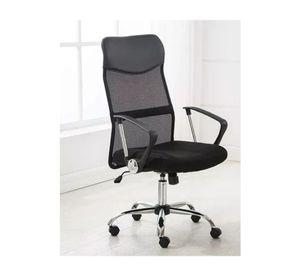 Silla de oficina ergonómica Emilio cuero con malla color negro