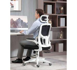 Silla Ergonómica de Oficina con Apoyacabeza Blanca