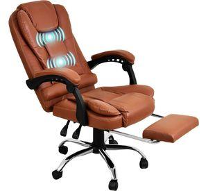 Silla Oficina Ejecutiva Escritorio Giratoria Doble Masaje Color Café Material Del Tapizado Vinipiel