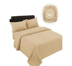 JUEGO DE SABANAS DE 500 HILOS 1 PLAZA COLOR BEIGE