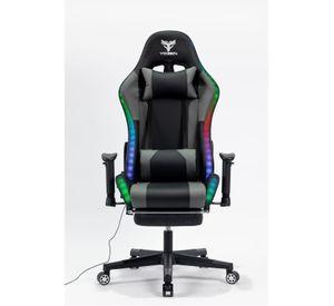 Silla Gamer Luz RGB Soporte Lumbar Reclinable Reposapiés