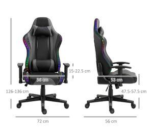 Silla Gamer Luz RGB Soporte Lumbar Reclinable Reposapiés
