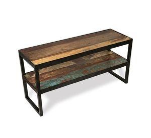 Mesa Lateral Taj hecha de madera reciclada y metal.