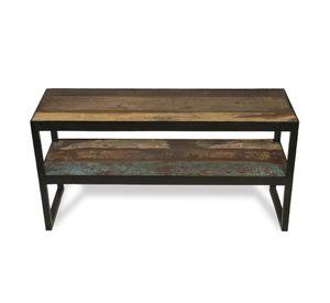 Mesa Lateral Taj hecha de madera reciclada y metal.