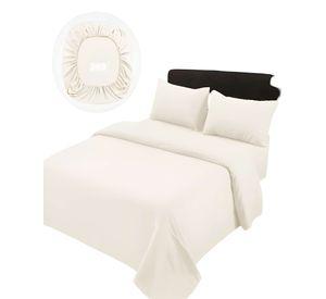 JUEGO DE SABANAS DE 500 HILOS 2 PLAZAS COLOR BEIGE CLARO