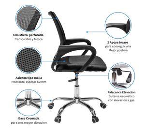 Silla De Oficina Ejecutiva Nueva York Ergonómica Respaldo Malla Negra Transpirable