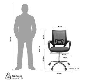 Silla De Oficina Ejecutiva Nueva York Ergonómica Respaldo Malla Negra Transpirable