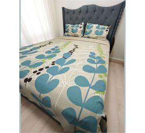 JUEGO DE SABANAS DE GÉNERO KING BEIGE CON HOJAS