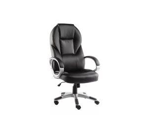Silla de escritorio ejecutiva ergonómica con tapizado de cuero negro