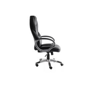 Silla de escritorio ejecutiva ergonómica con tapizado de cuero negro