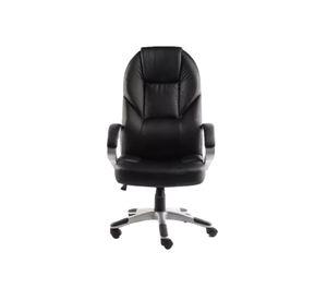 Silla de escritorio ejecutiva ergonómica con tapizado de cuero negro