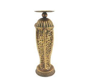 Candelabro Metálico Dorado Martillado Mediano