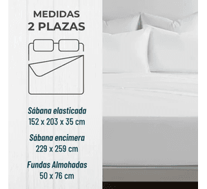 Sabana 1800 hotel ultra suave funda bordada 2 plazas color blanco