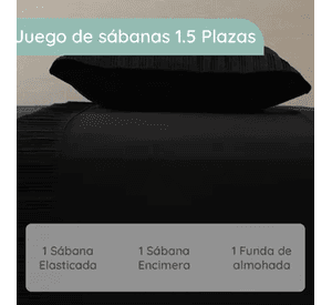 Sabanas casatua hotel funda almohada 1.5 plaza color negro
