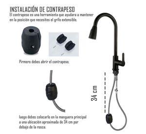 Llave Grifería Lavaplatos Monomando Cuello Extraíble Negro Tap02