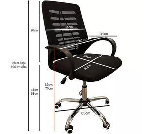 Silla Escritorio 091b Negra Unicas + Grandes + Reforz 150k