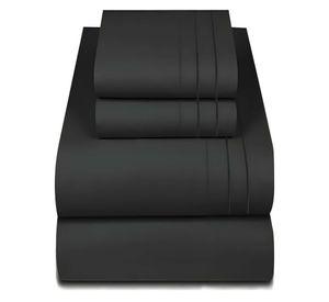 JUEGO DE SABANA 2 PLAZAS 500 HILOS NEGRO