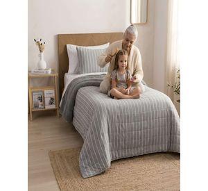 Plumon Quilt Plaza Y Media Con Sherpa Palma Cationic Suave m3