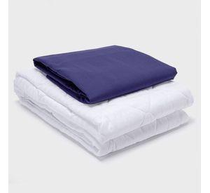 COMBO SABANA AZUL + CUBRECOLCHON 1 PLAZA