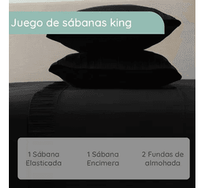 Sabanas casatua hotel funda almohada king color negro