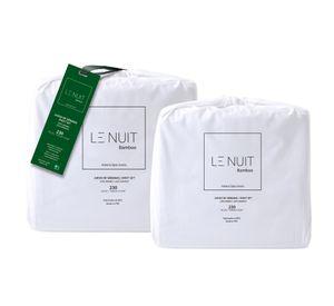 2 Sets Sábanas 1 Plaza 100% Bambú Twill 230 Hilos Essentials Liso Blanco