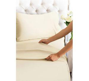 Juego de Sábanas 144 Hilos Beige 50/50 Polycotton 2 Plazas