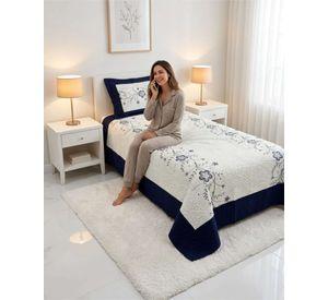 Cubrecama Quilt Verano Plaza y Media Bordado Floral Set Colcha Delgado a9