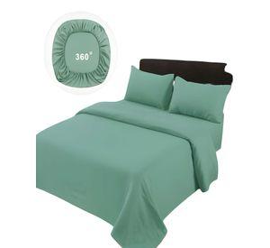 JUEGO DE SABANAS DE 500 HILOS 2 PLAZAS COLOR VERDE CLARO