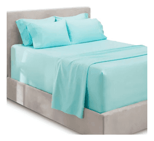 Juego sabana poli algodon 200 hilos 2 plazas color celeste