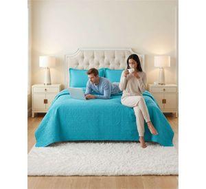 Cubrecama Quilt Verano 2 Plazas Delgado Texturizado Set Con Fundas a6