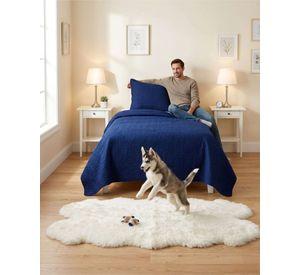 Cubrecama Quilt Verano Plaza y Media Suave Fresco Con Funda b3