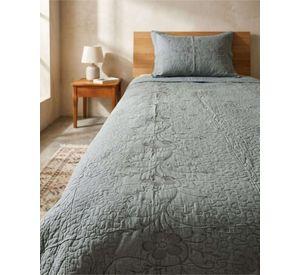 Cubrecama Quilt Verano Plaza y Media Bordado Floral Set Colcha Delgado a4
