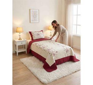 Cubrecama Quilt Verano Plaza y Media Bordado Floral Set Colcha Delgado a8