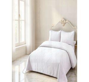 QUILT CUBRECAMA DE VERANO 1,5 PLAZAS CON POMPON COLOR BLANCO