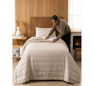 Plumon Quilt Plaza Y Media Con Sherpa Palma Cationic Suave m4