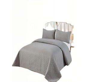 CUBRECAMA DE VERANO UNICOLOR CON POMPON KING COLOR GRIS
