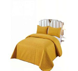 CUBRECAMA DE VERANO UNICOLOR CON POMPON 2P COLOR AMARILLO