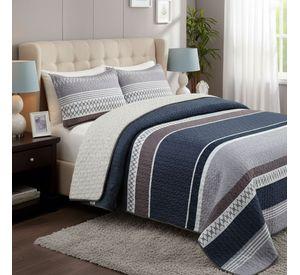 Cubrecama Quilt Sherpa 1.5 - Varios Modelos W.m G Azul Acero Ralla