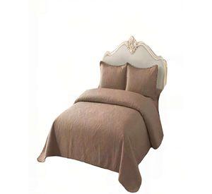CUBRECAMA QUILT DE VERANO 2 PLAZAS CON POMPON COLOR MARRÓN