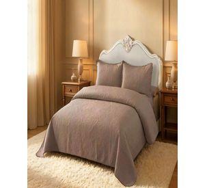 CUBRECAMA QUILT DE VERANO 2 PLAZAS CON POMPON COLOR MARRÓN