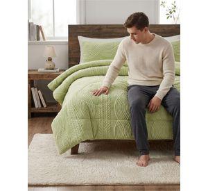 Cubrecama Trenzado Ultra Suave Invierno + Fundas verde