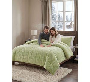 Cubrecama Trenzado Ultra Suave Invierno + Fundas verde