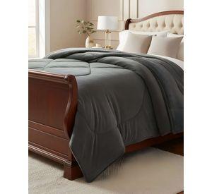 Cubrecama plush con chiporro Acolchado liso 2 plazas gris
