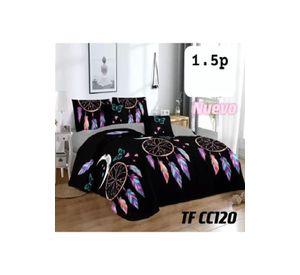 Cubrecama de Verano - 1.5 Plazas + 1 Funda Cobertor Color Mix Negro/Blanco