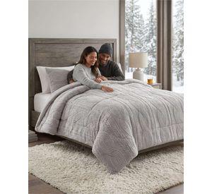 Cubrecama Trenzado Ultra Suave Invierno + Fundas gris claro