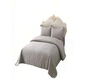 CUBRECAMA QUILT DE VERANO 2 PLAZAS CON POMPON COLOR GRIS